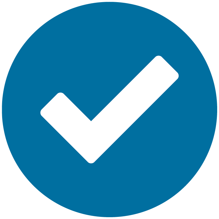 white tick in blue circle icon